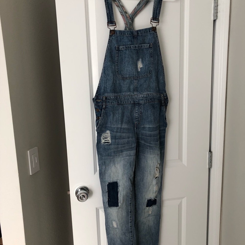 Distressed Jean Overalls